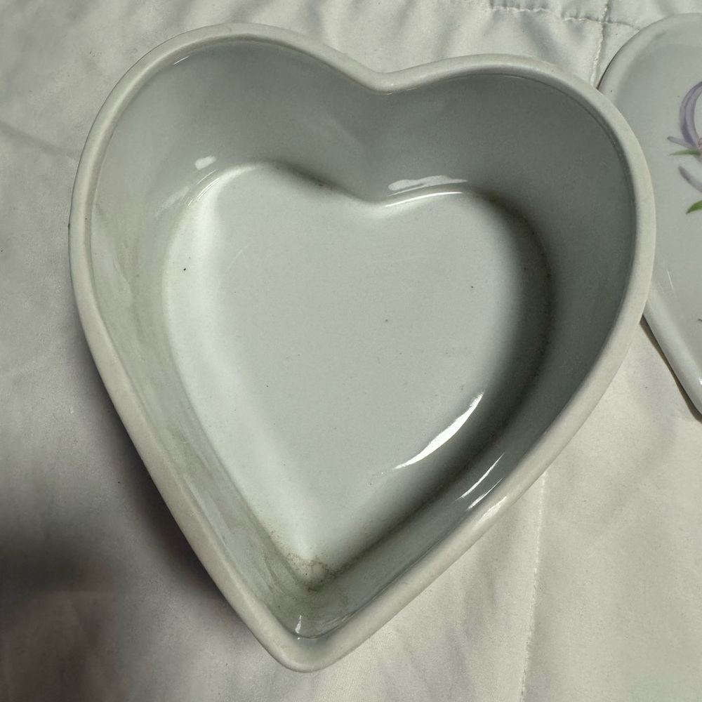VTG 1990 FTD Especially For You Heart Shaped Floral Trinket Jewelry Box Ceramic - Picture 5 of 9